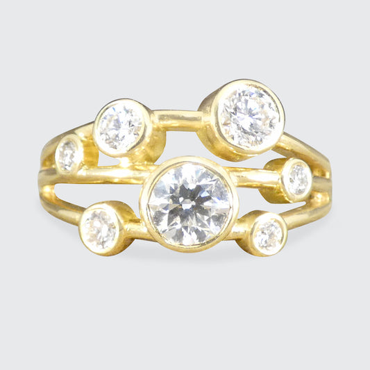 1.00ct Diamond Bubble Style Ring in 18ct Yellow Gold