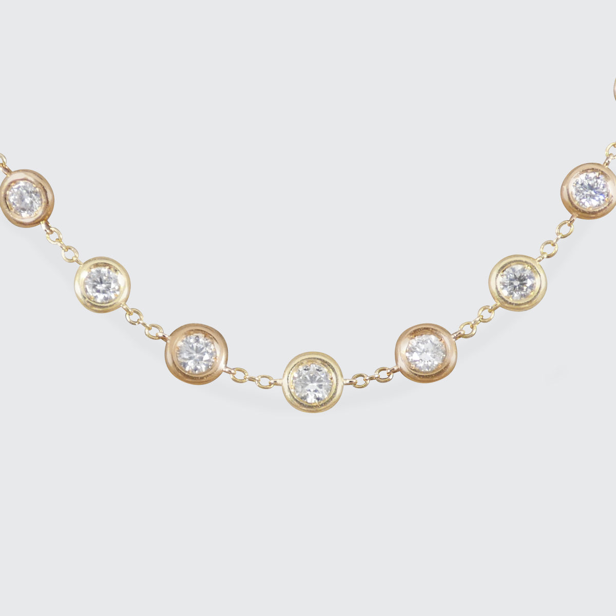 4.55ct Diamond Spectacle Set Spaced Necklace in 18ct Rose and Yellow Gold