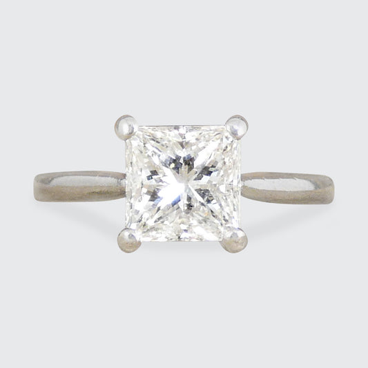 1.01ct Diamond Princess Cut Solitaire Engagement Ring in 18ct White Gold.