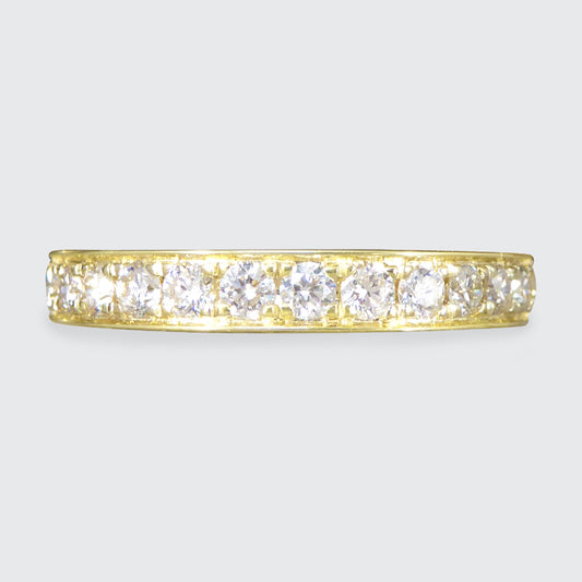 0.50ct Diamond Half Eternity Ring in Yellow Gold Channel Claw Setting - Wharfedale Antiques