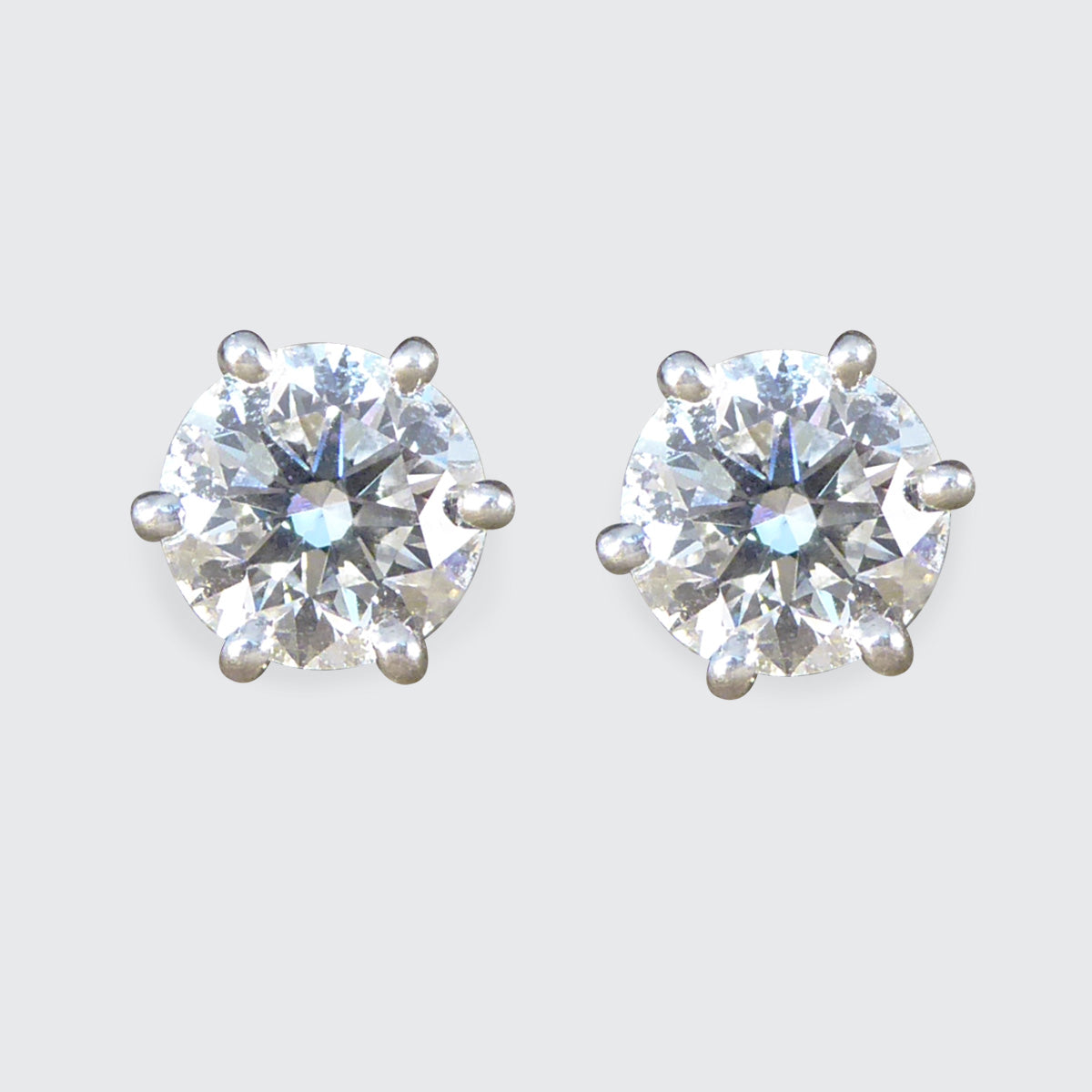 Quality 2.02ct Diamond Stud Earrings in Platinum with GIA Cert F Colour VS Clarity - Wharfedale Antiques