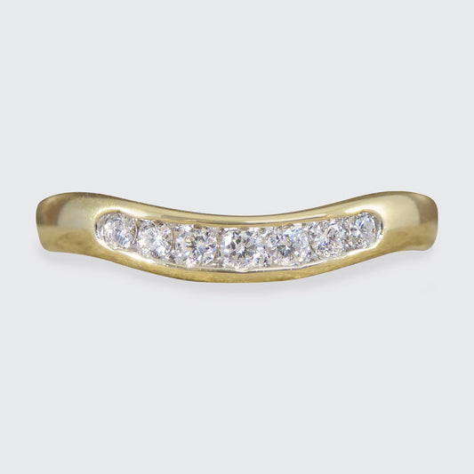 Diamond Set Curved Wishbone Ring in Yellow Gold