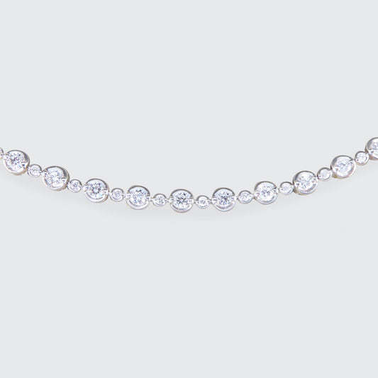 Little and Large Alternating Diamond Tennis Bracelet in 18ct White Gold - Wharfedale Antiques