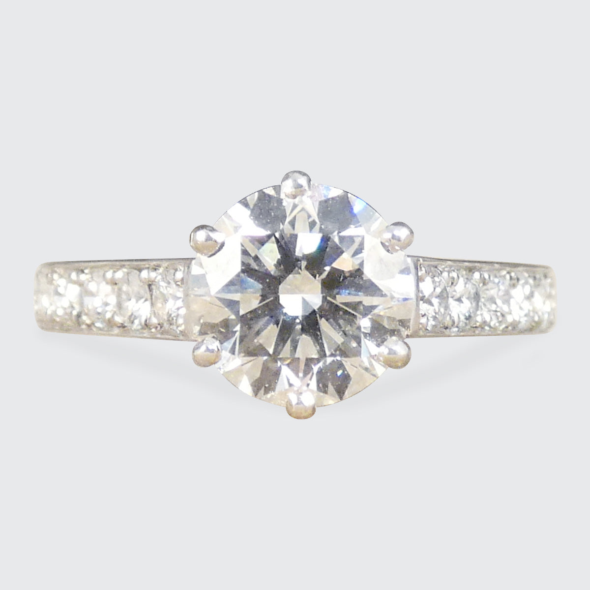 1.30ct Diamond Solitaire with 0.56ct Diamond Set Shoulders in Platinum
