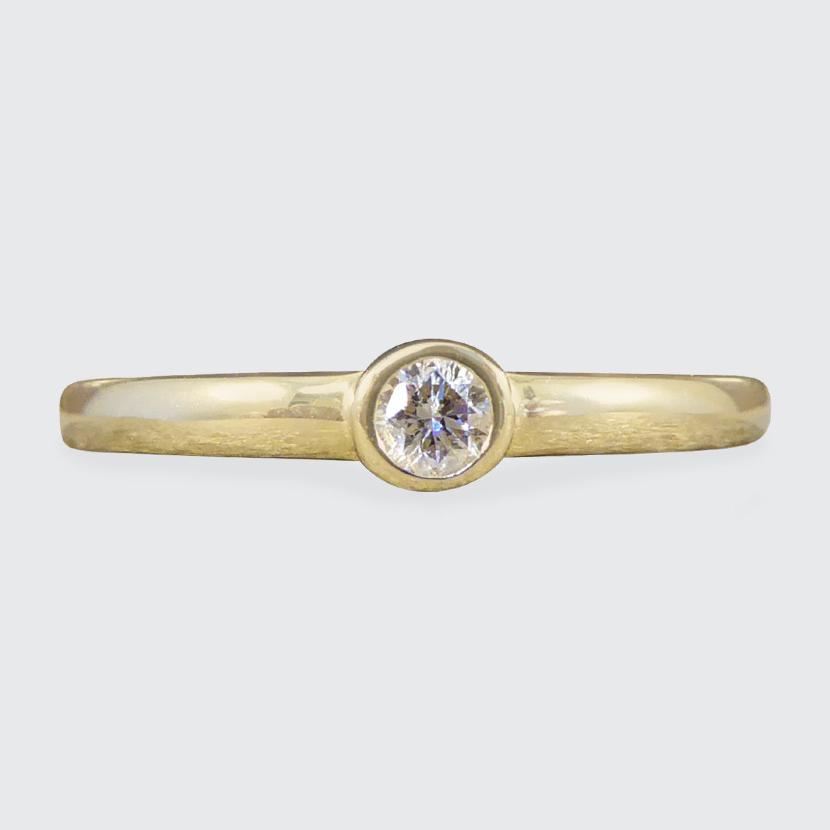 Diamond Single Stone Ring in Yellow Gold Bezel Setting - Wharfedale Antiques