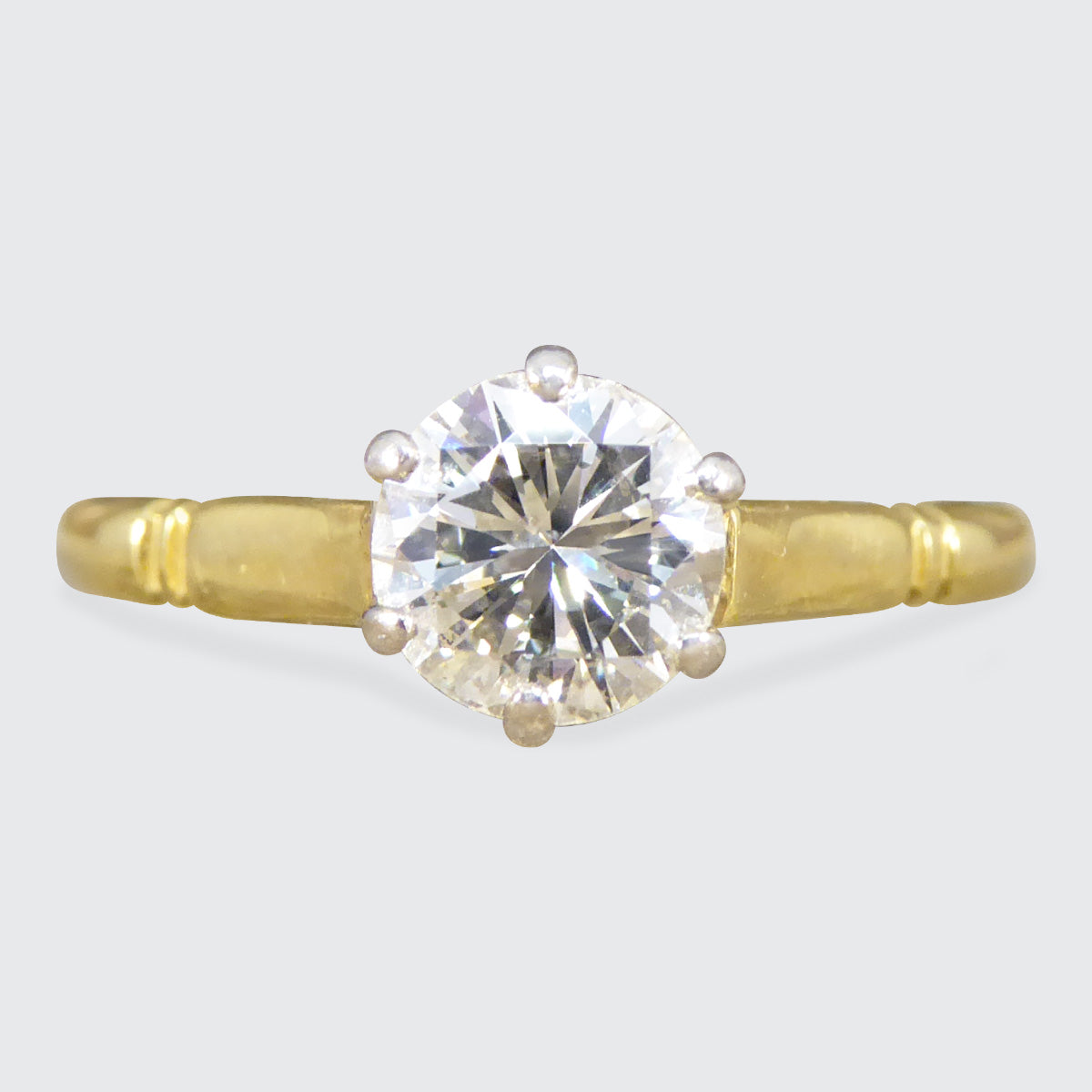 Vintage 0.82ct Diamond Solitaire Ring in 18ct Yellow Gold - Wharfedale Antiques