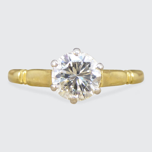 Vintage 0.82ct Diamond Solitaire Ring in 18ct Yellow Gold