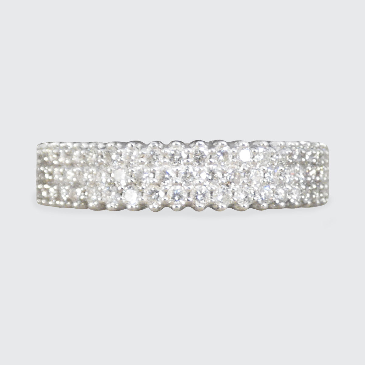 Brilliant Cut Diamond Three Row Half Eternity Ring in 18ct White Gold