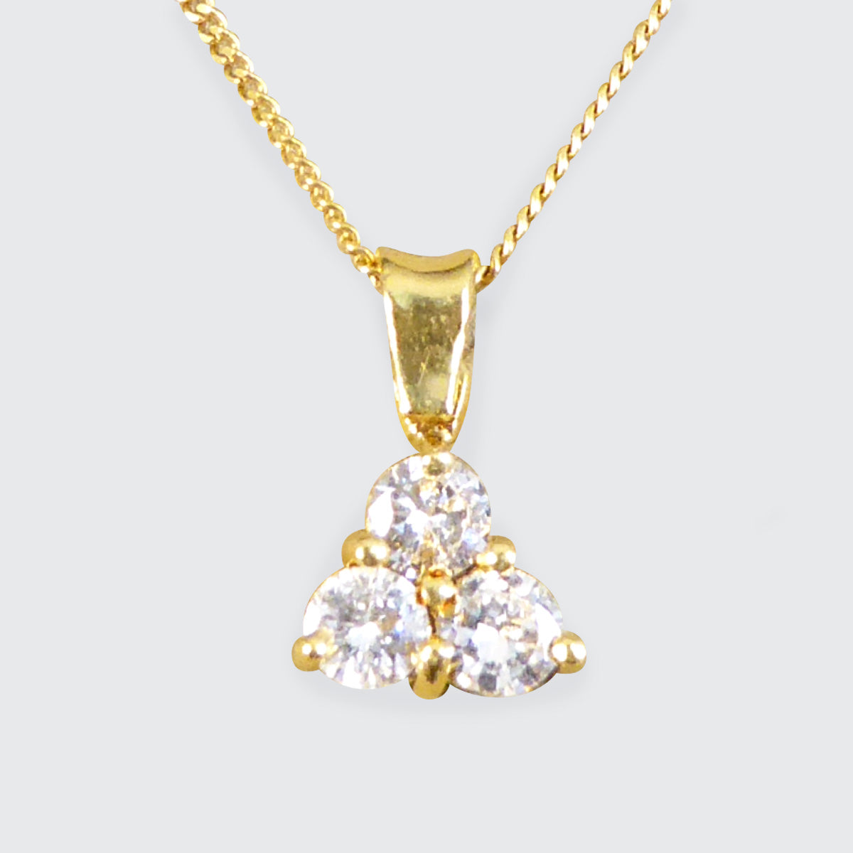 0.50ct Brilliant Cut Diamond Triangle Necklace in 18ct Yellow Gold - Wharfedale Antiques