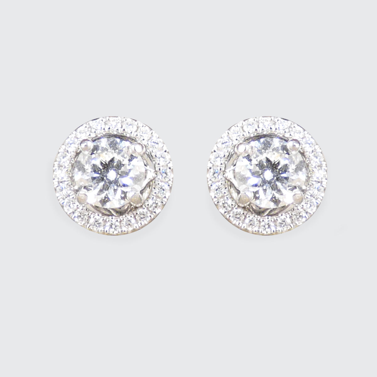 GIA certified D Colour 0.30ct each centre Diamond Stud with an additional Halo Cluster Stud in 18ct White Gold