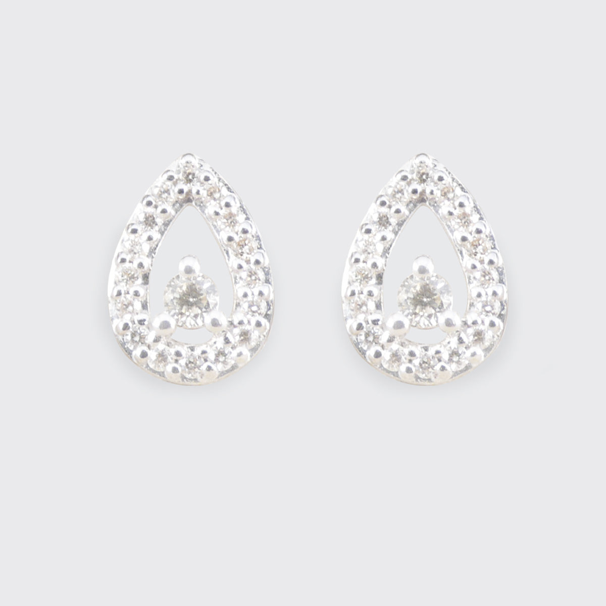 Tear drop shaped Diamond cluster earrings in 9ct white gold.