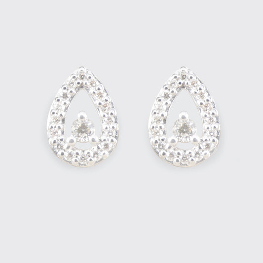 Tear drop shaped Diamond cluster earrings in 9ct white gold.