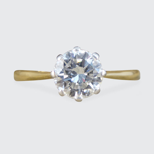 ON HOLD 1920's 1.00ct Diamond Solitaire Engagement Ring in 18ct Yellow Gold and Platinum