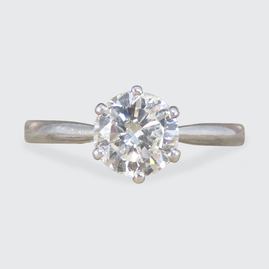 0.95ct Brilliant Cut Diamond Solitaire Engagement Ring in Platinum - Wharfedale Antiques
