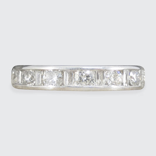 1.30ct Alternate Baguette and Brilliant Cut Diamond Full Eternity Ring in 18ct White Gold.