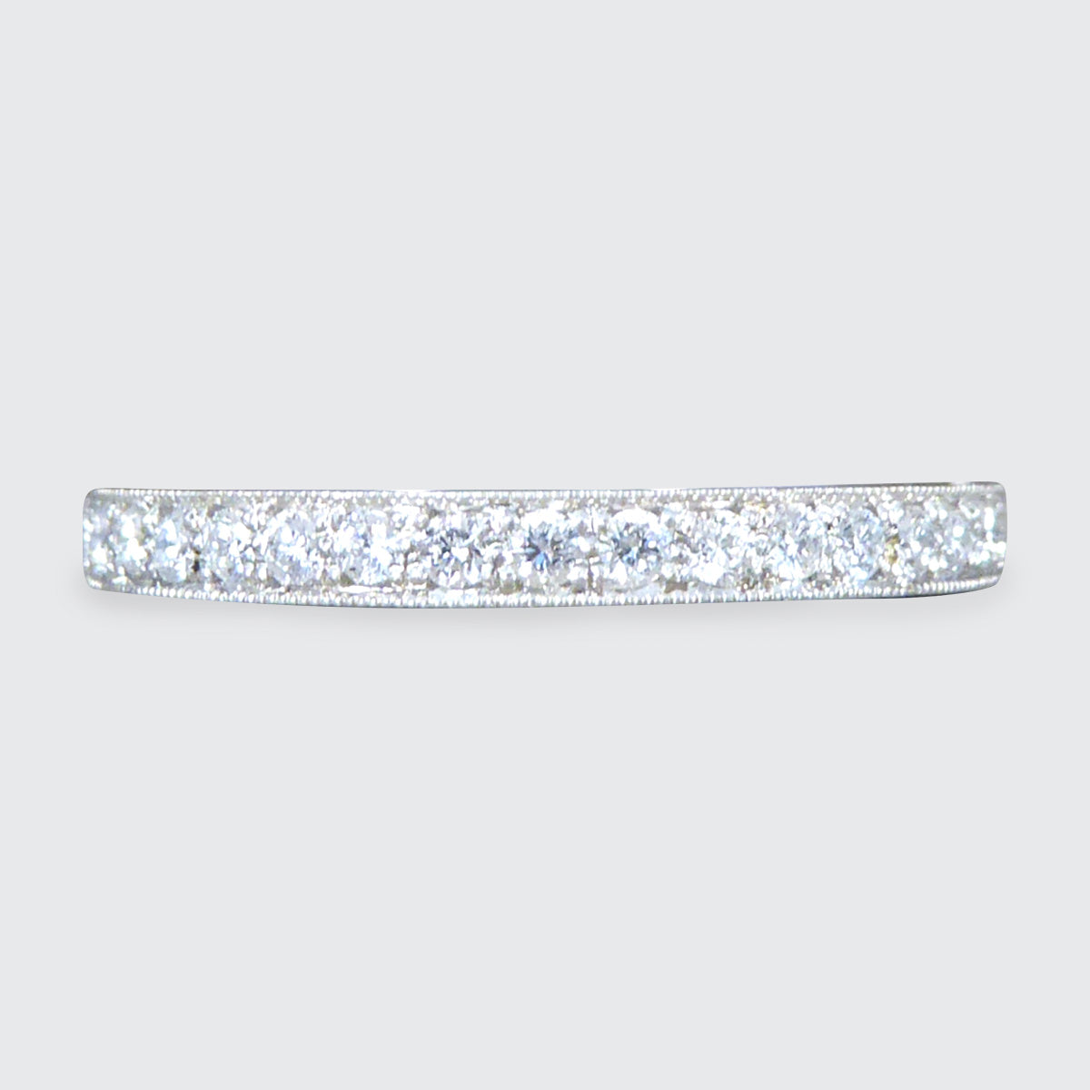 Modern Brilliant Cut Diamond Channel Set Half Eternity Ring in Platinum - Wharfedale Antiques