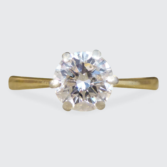 1.15ct Diamond Solitaire Engagement Ring in 18ct Yellow Gold - Wharfedale Antiques