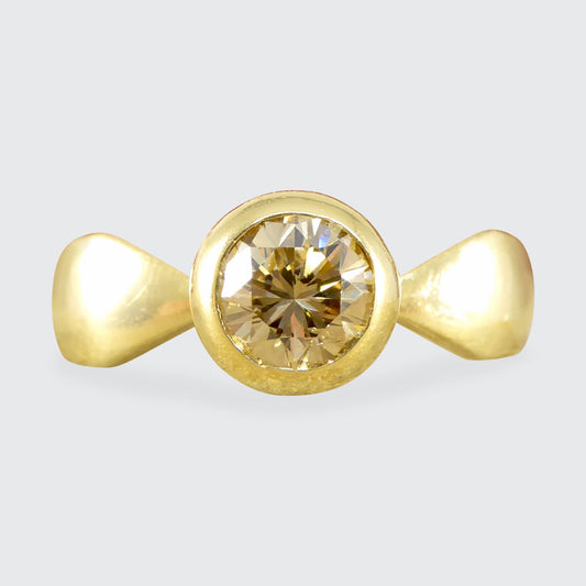 Bezel set 0.60ct Chestnut Diamond Ring in 18ct Yellow Gold