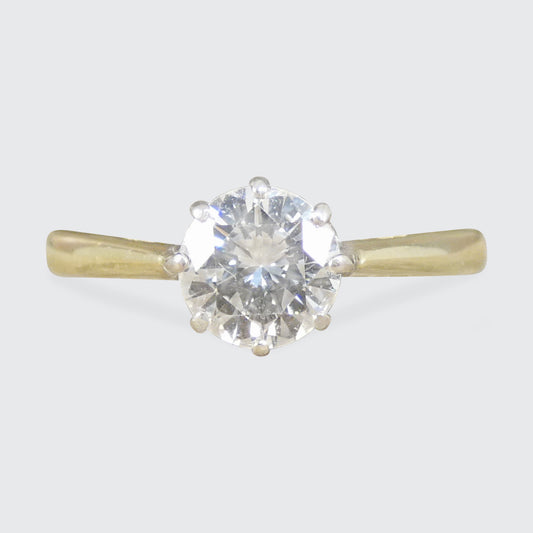 Vintage Diamond Solitaire Ring in 18ct White and Yellow Gold