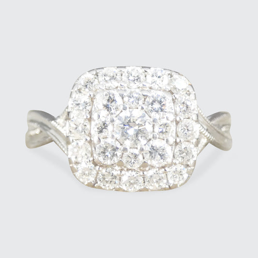 Diamond Cluster Wedfit Engagement Ring in White Gold - Wharfedale Antiques