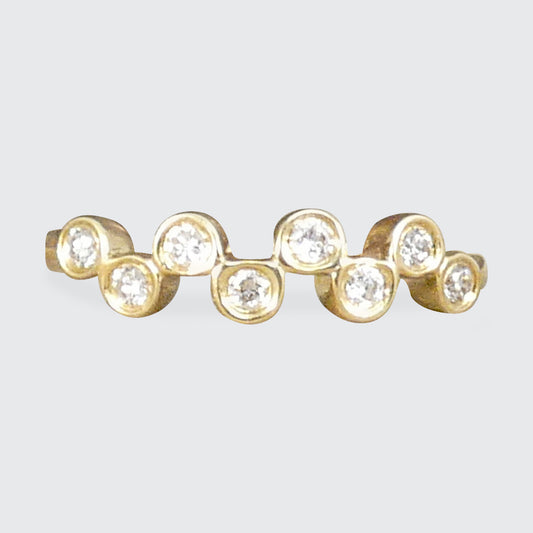 Diamond Set Bubbled Band Ring in Yellow Gold. Creative and playful design.