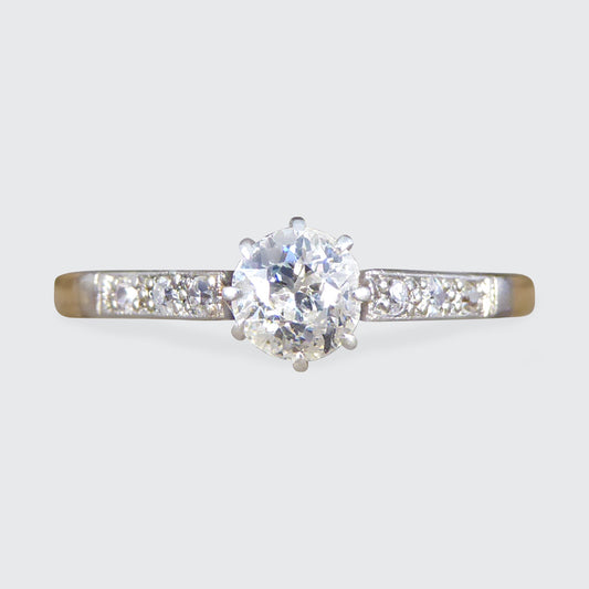 1920's Diamond Solitaire Engagement Ring in 18ct Yellow Gold and Platinum - Wharfedale Antiques