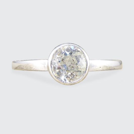 Vintage 0.50ct Old European Cut Diamond Ring in 14ct White Gold - Wharfedale Antiques