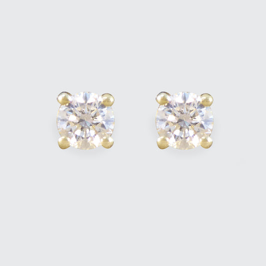 0.50ct Diamond Stud Earrings in Yellow Gold - Wharfedale Antiques