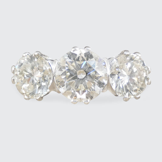 3.88ct Diamond Three Stone Trilogy Ring in Platinum.