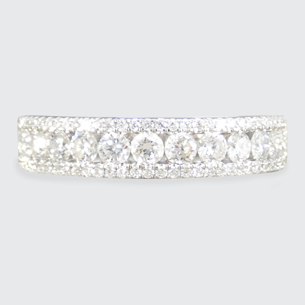 Diamond Channel Set Half Eternity Ring in 18ct White Gold - Wharfedale Antiques