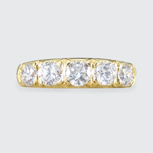 Vintage 0.75ct Diamond Five Stone Ring in 18ct Yellow Gold - Wharfedale Antiques