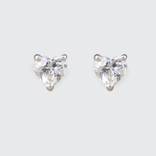 Heart Cut Diamond Earrings 0.81ct Total in Platinum Claw Set Studs - Wharfedale Antiques