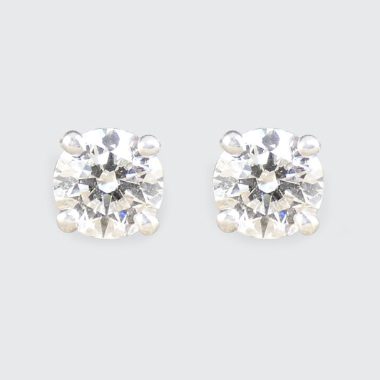 1.00ct GIA E Colour Diamond Stud Earrings in 18ct White Gold.