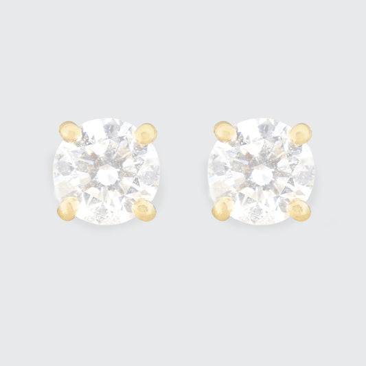 A pair of clear and bright Diamond stud earrings in 18ct yellow gold.