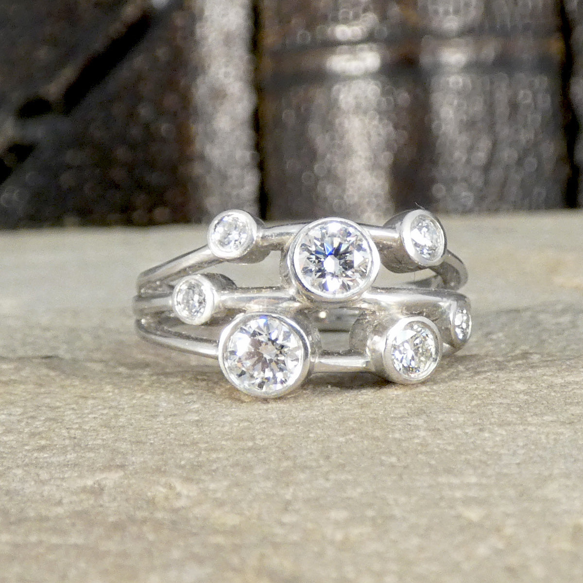 A gorgeous bright and beautiful diamond set bubble style ring in platinum.
