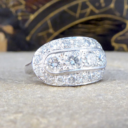 1.26ct Four Stone Diamond Cluster Ring in 14ct White Gold - Wharfedale Antiques