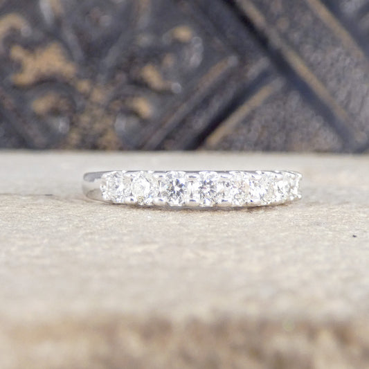 Diamond half eternity ring in 9ct white gold.