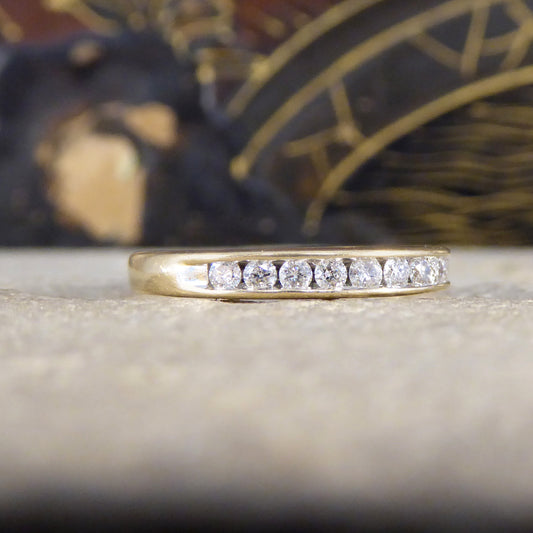 0.25ct Diamond Channel Set Half Eternity Ring in 9ct Yellow Gold - Wharfedale Antiques