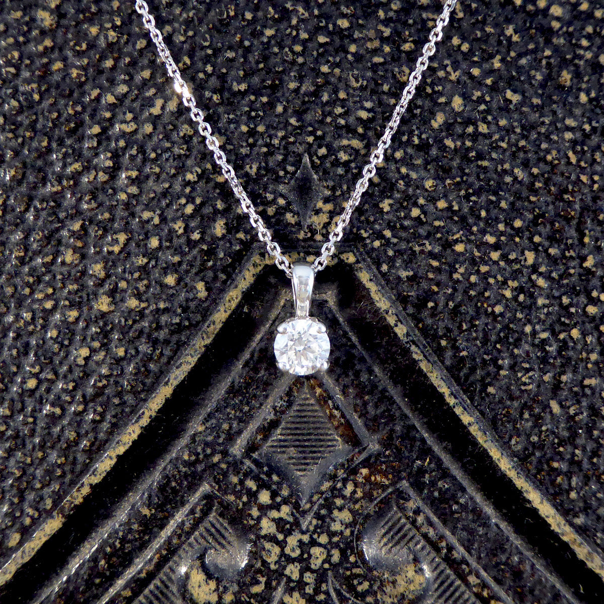0.50ct Diamond Solitaire Pendant Necklace in 18ct White Gold - Wharfedale Antiques