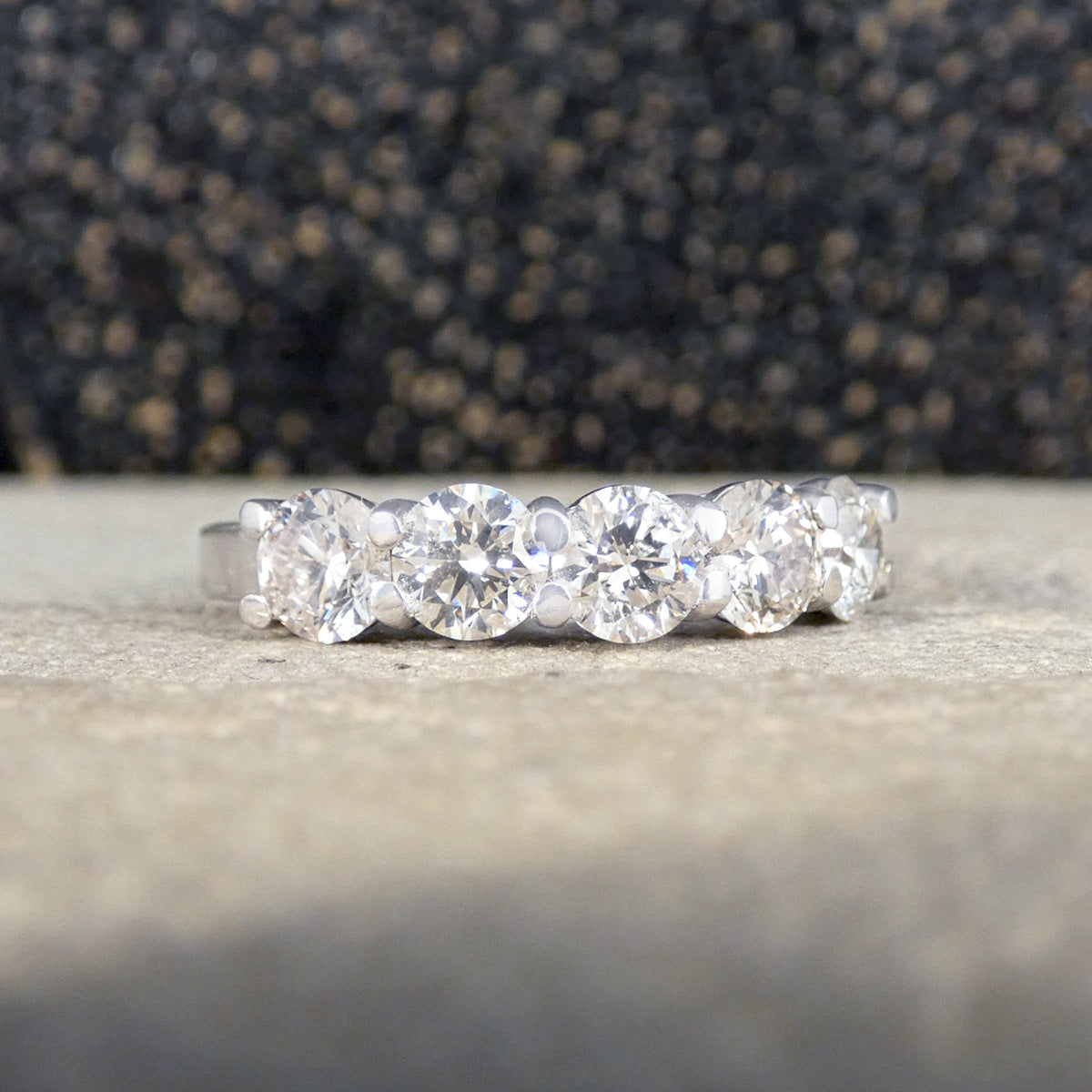 1.52ct Brilliant Cut Diamond Five Stone Ring in 18ct White Gold - Wharfedale Antiques