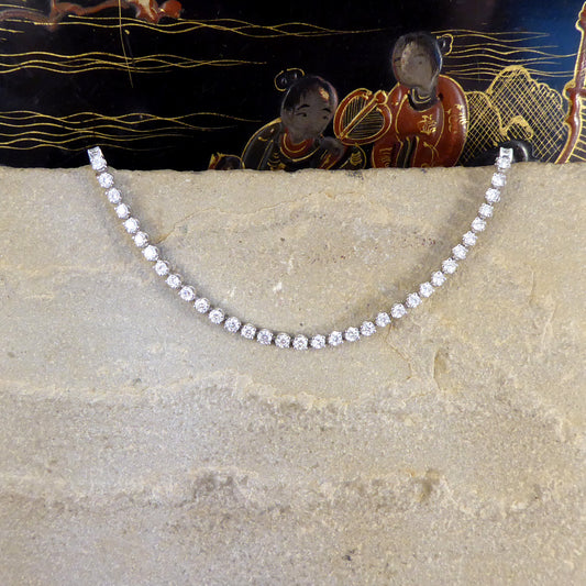 Brilliant Cut Diamond 3.00ct Flexi-link Tennis Bracelet in 18ct White Gold - Wharfedale Antiques