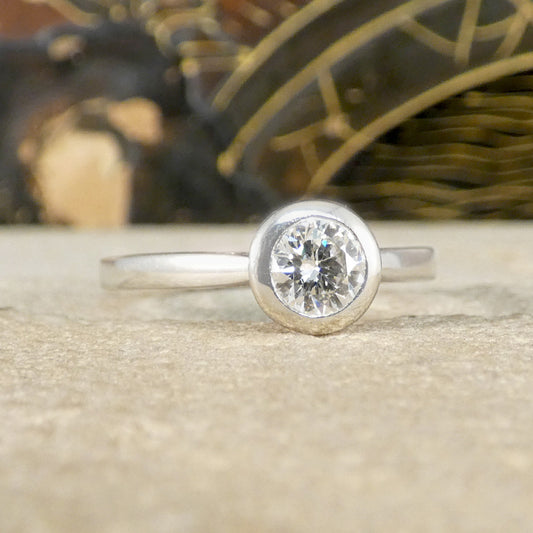 Diamond Solitaire Wedfit Ring in a Rub Over Bezel, the perfect engagement ring.