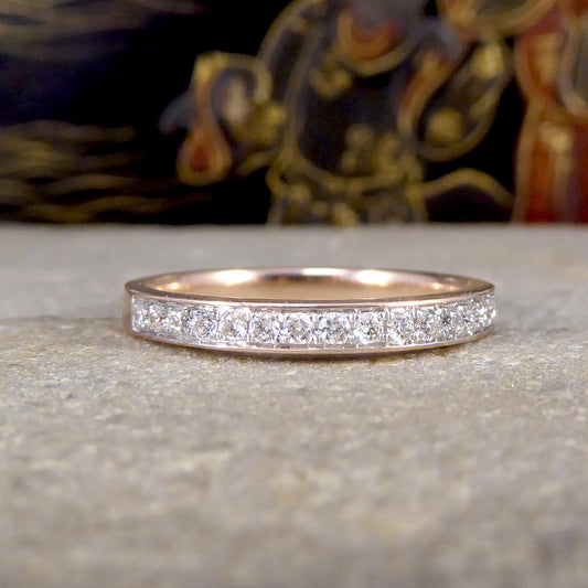 0.25ct Diamond Channel Set Half Eternity Ring in Rose Gold - Wharfedale Antiques