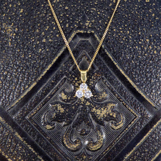 0.50ct Brilliant Cut Diamond Triangle Necklace in 18ct Yellow Gold - Wharfedale Antiques