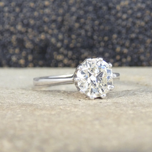 1.56ct Old European Cut Diamond Solitaire Ring in 18ct White Gold - Wharfedale Antiques
