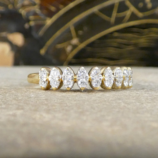 Marquise Illusion Diamond Half Eternity Ring in 18ct Yellow Gold
