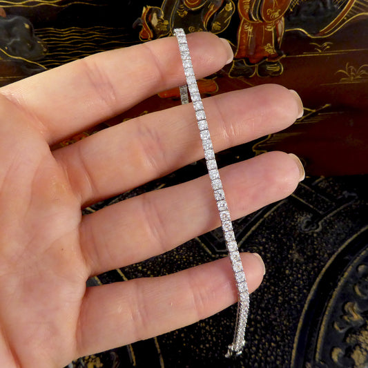 4.13ct Diamond Box Set Tennis Bracelet in 18ct White Gold - Wharfedale Antiques