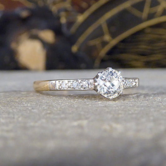 1920's Diamond Solitaire Engagement Ring in 18ct Yellow Gold and Platinum - Wharfedale Antiques