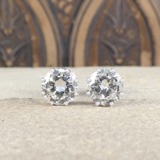 A gorgeous big and beautiful pair of diamond stud earrings in an eight claw secure setting.