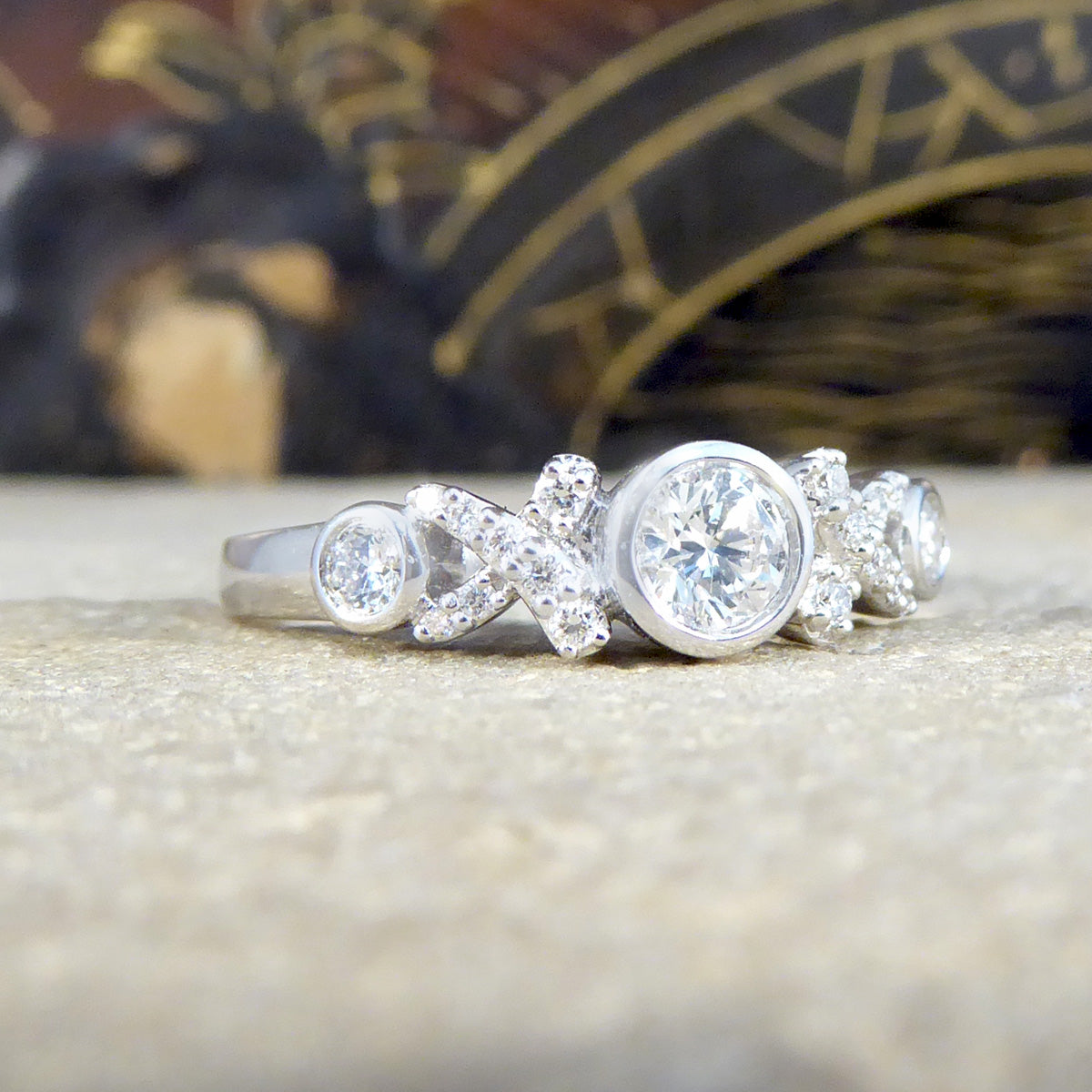 Diamond set Hugs and Kisses Ring in 18ct White Gold - Wharfedale Antiques